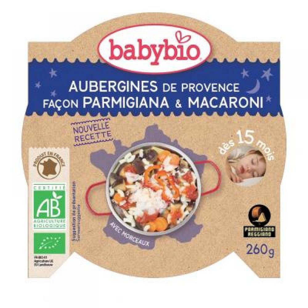 BABYBIO večerní menu lilek na způsob Parmigiana s makarony 260 g