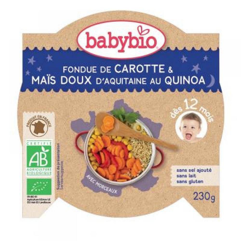 BABYBIO Večerní menu Mrkev a sladká kukuřice s quinoa 230 g