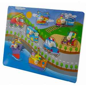 TULIMI Dřevěné zábavné puzzle vkládací , 30x22,5cm - Ulice