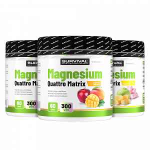 Survival Magnesium Quattro Matrix 300 g 2+1 ZDARMA 2xjablko + 1xpomelo&marsh