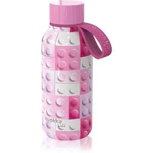 Quokka Solid Kids termoláhev s poutkem Pink Bricks 1 ks