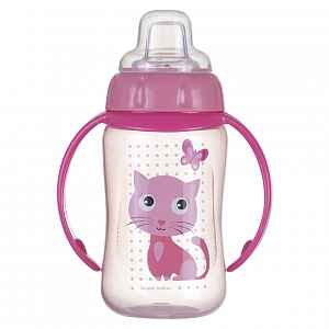 CANPOL BABIES Tréninkový hrníček s úchyty CUTE ANIMALS kočička 320 ml