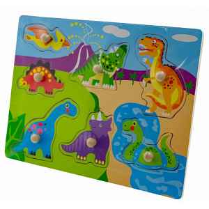 TULIMI Dřevěné zábavné puzzle vkládací 30x22,5cm - Dinosauři