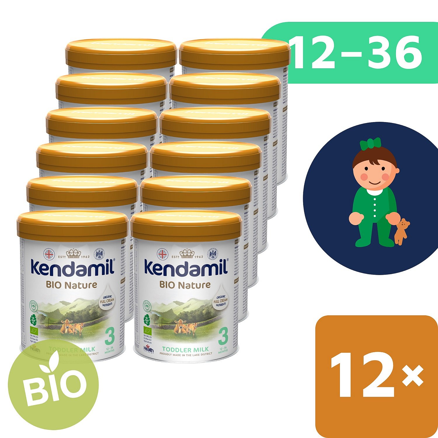 Kendamil BIO batolecí mléko 3 DHA+ 12x800g