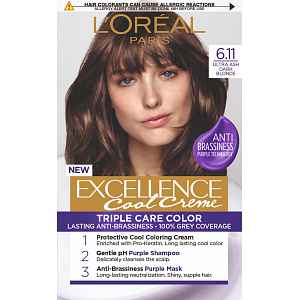 L'Oréal Paris Excellence Cool Creme 6.11 Ultra popelavá tmavá blond Permanentní barva 1ks