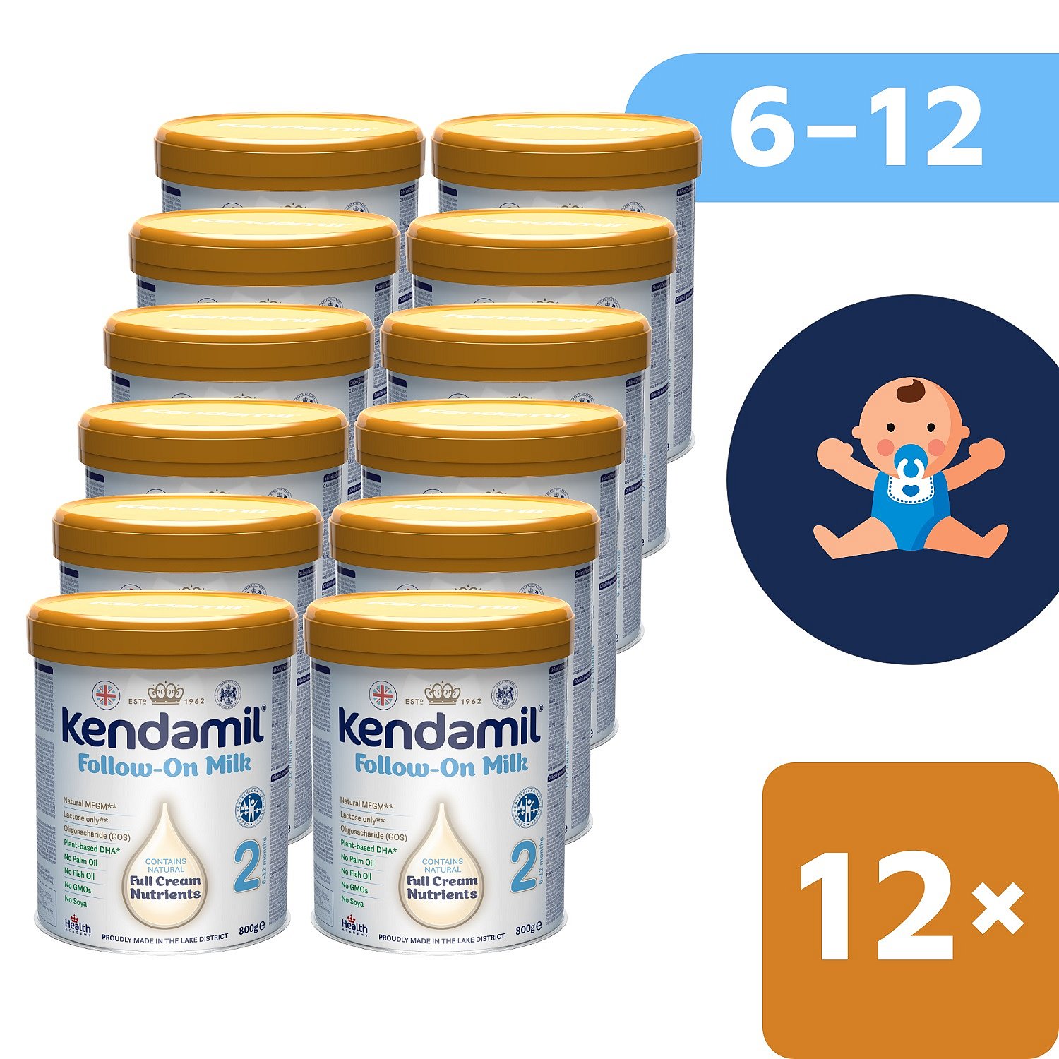 Kendamil pokračovací mléko 2 DHA+ 12x800g