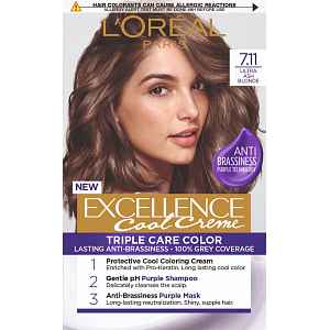 L'Oréal Paris Excellence Cool Creme 7.11 Ultra popelavá blond Permanentní barva 1ks