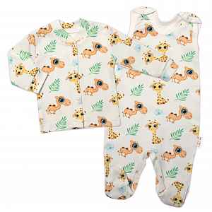 Baby Nellys 2-dílná sada bavlněné dupačky s košilkou, Camels baby - krémová, vel. 62