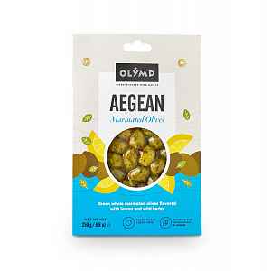 Olymp Zelené olivy s peckou s citrónem a bylinkami vakuované 250 g