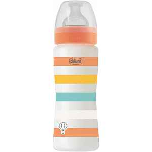 Chicco kojenecká láhev Well being silikon uni 7x7x22 oranžová 330 ml