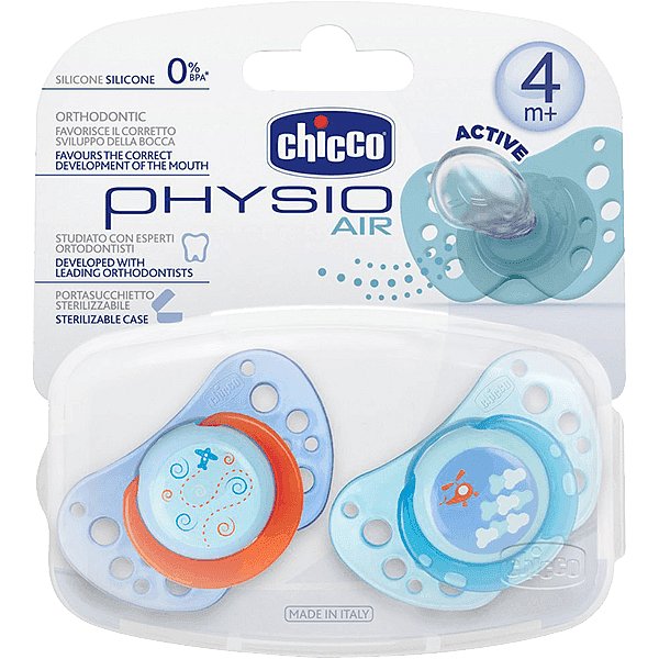 CHICCO Šidítko silikonové Physio Air 4+, 2 ks modré
