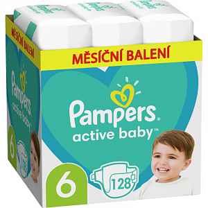 PAMPERS Active Baby 6 (13-18 kg) 128 ks Extra Large - jednorázové pleny