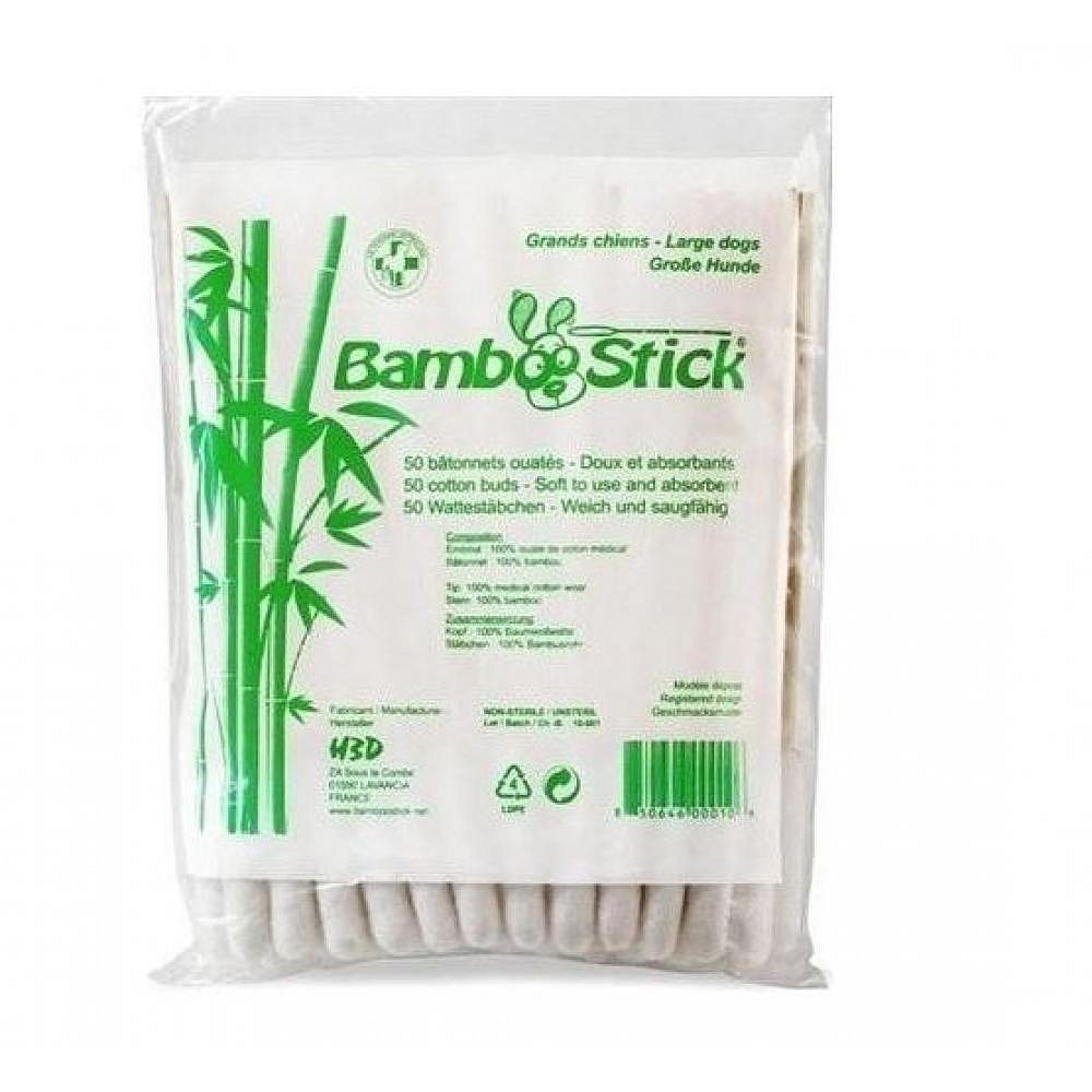 Tyčinky vatové BambooStick pro čištění uší psů 50ks