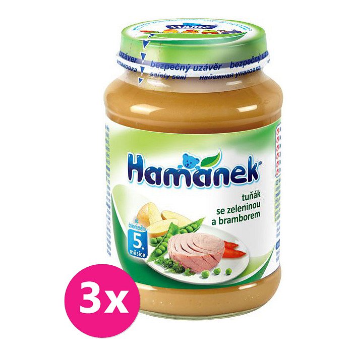 3x HAMÁNEK Tuňák se zeleninou a bramborem (190 g) - maso-zeleninový příkrm