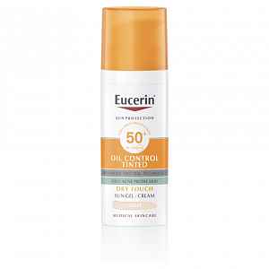 Eucerin Oil Control Ochranný krémový gel na opalování na obličej SPF 50+ světlý 50 ml
