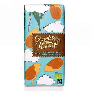 Chocolates from Heaven BIO mléčná čokoláda s karamelizovanými mandlemi a mořskou solí 37% 100 g