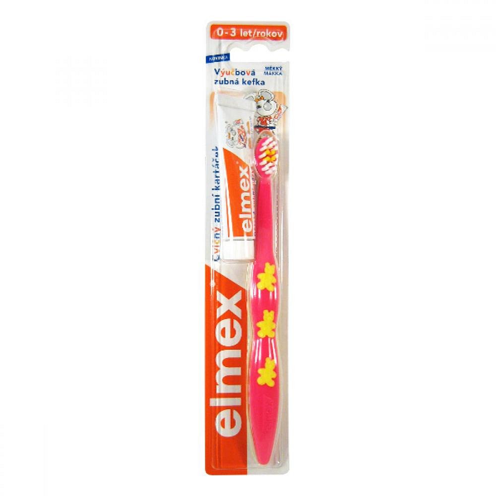 ELMEX zubní kartáček dětský cvičný 0-3 roky + zubní pasta 9,4 ml