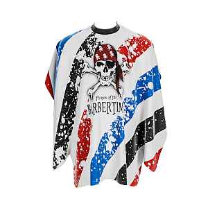 Pánská pláštěnka na stříhání vlasů a vousů Barbertime Banded Pro Barber Cape XL - bílá - Pirates of the Barbertime