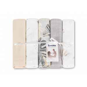 SENSILLO Tetra pleny Basic 70×80 cm Floral grey - sada 5 ks, 100% bavlna