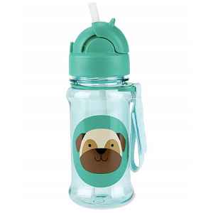 SKIP HOP Zoo tritan Láhev s brčkem 355ml Mopslík 12m+