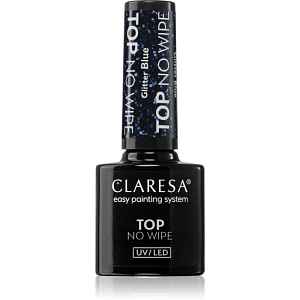 Claresa UV/LED Top Glitter No Wipe gelový vrchní lak na nehty třpytivý odstín Glitter Blue 5 g