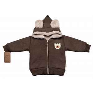 Baby Nellys Oteplená pletená bundička Teddy Bear,hnědá,104/110