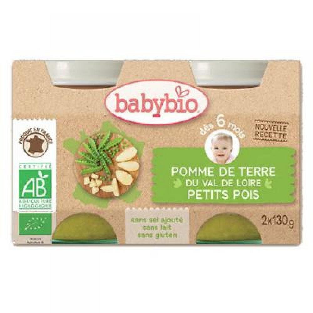 Babybio brambory s hráškem 2x130g