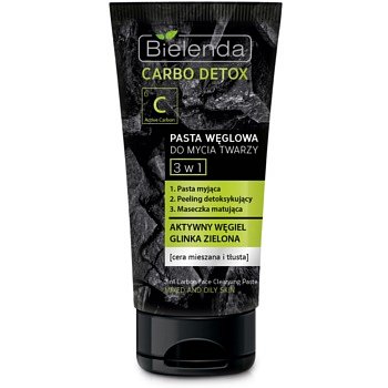 Bielenda Carbo Detox Active Carbon čisticí pasta s aktivním uhlím 3 v 1  150 g