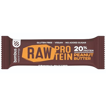 Bombus, tyčinka RAW protein 20%, peanut butter 5x50 g