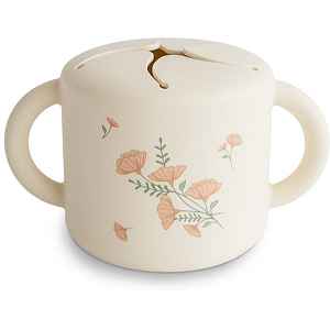 Mushie Baby Snack Cup hrnek na svačinku Pink Flowers 1 ks
