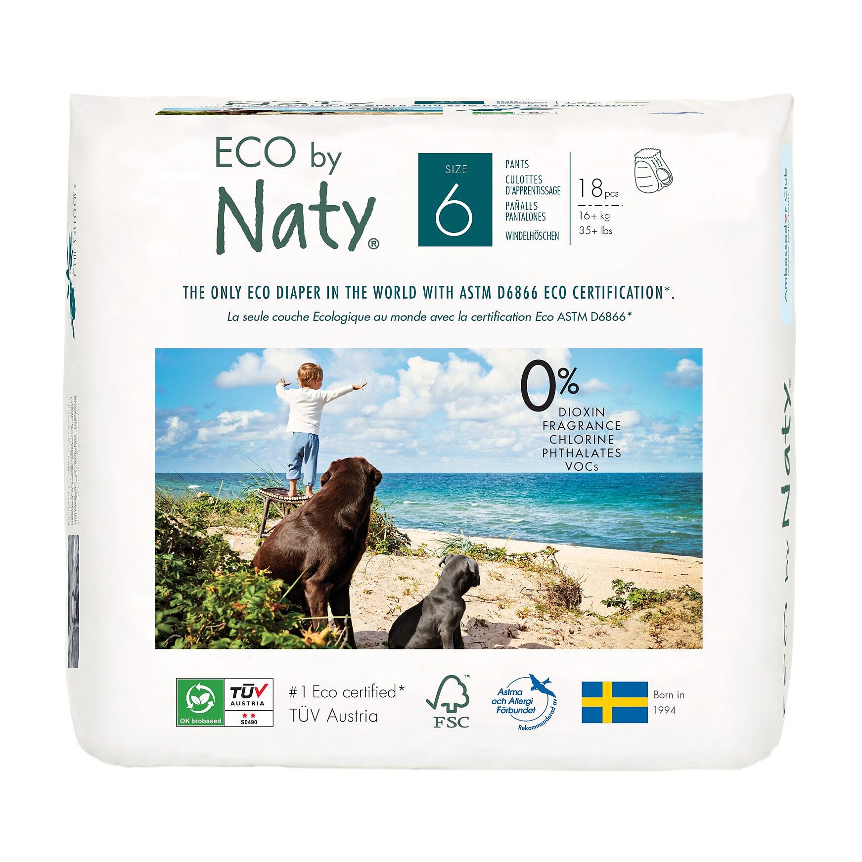 NATY NATURE BABYCARE 6 PANTS , 18 ks (16+ kg) - kalhotkové pleny