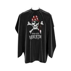 Pánská pláštěnka na stříhání vlasů a vousů Barbertime Black Pro Barber Cape XL - černá - Pirates of the Barbertime
