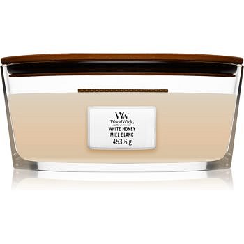 Woodwick White Honey vonná svíčka s dřevěným knotem (hearthwick) 453,6 g