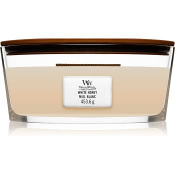 Woodwick White Honey vonná svíčka s dřevěným knotem (hearthwick) 453,6 g
