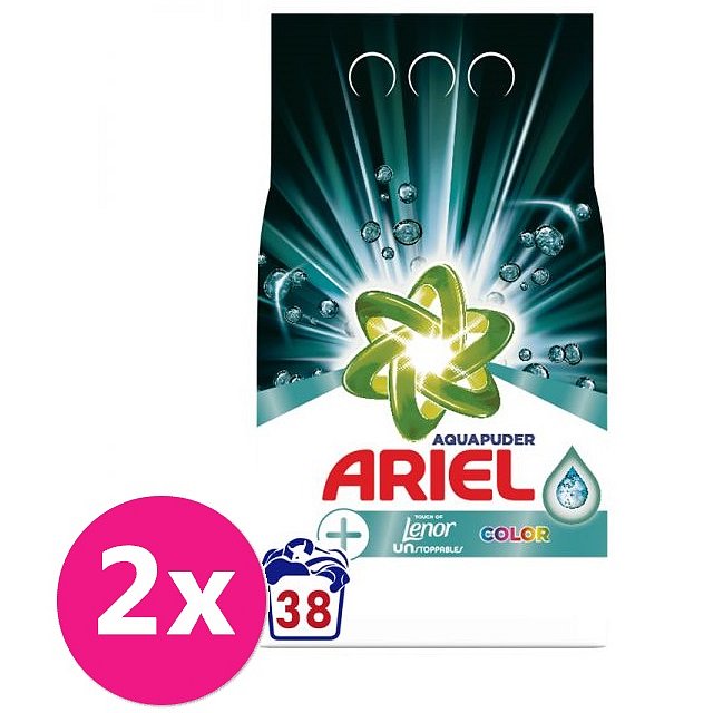 2x ARIEL AquaPuder Touch Of LENOR Color prací prášek 38 pd