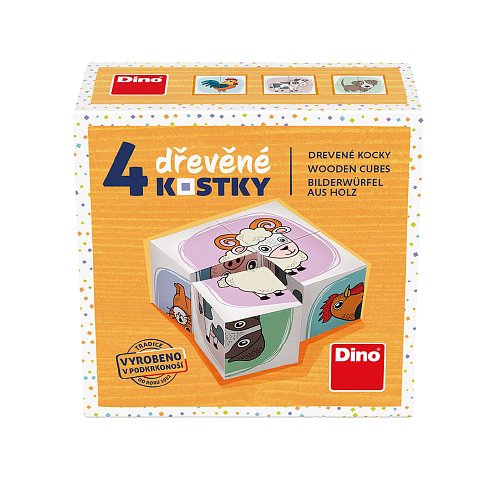Dino Dřevěné kostky Zvířátka 4ks