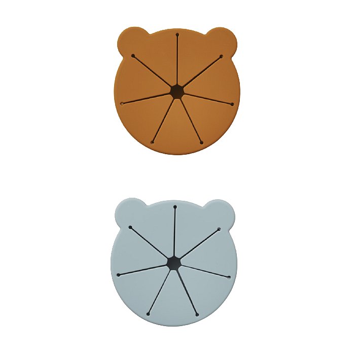 LIEWOOD Svačinový hrnek/miska 2ks Mr bear sea blue/mustard mix
