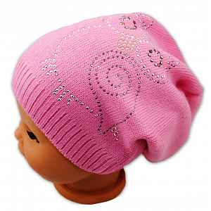 Baby Nellys Jarní/podzimní čepice Sovička - růžová,