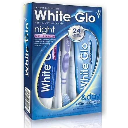 White Glo Noční a denní bělicí zubní pasty + kartáček ZDARMA