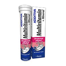 Additiva multivitamín +minerál tablety šumivé 20 broskev