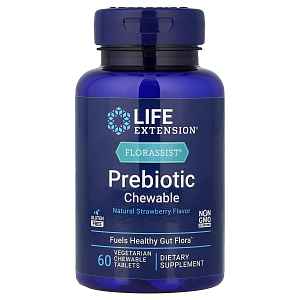 Life Extension Florassist Prebiotic Chewable, přírodní jahoda, 60 rostlinných žvýkacích tablet