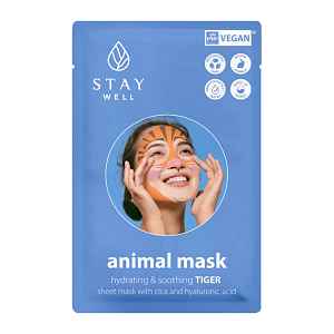 Stay Well Látková pleťová maska Animal face -Tygr 20 g