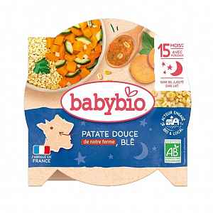 BABYBIO večerní menu sladké brambory s mrkví a pšenicí 260 g