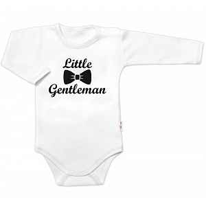 Baby Nellys Body dl. rukáv Little Gentleman, bavlna  bílo/černé vel.  80