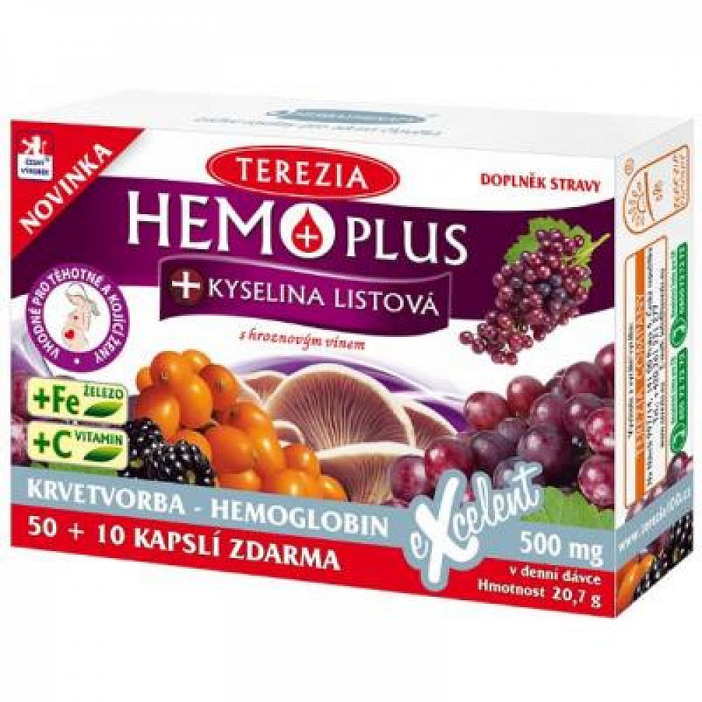TEREZIA COMPANY Hemoplus + Kyselina listová 50 + 10 kapslí