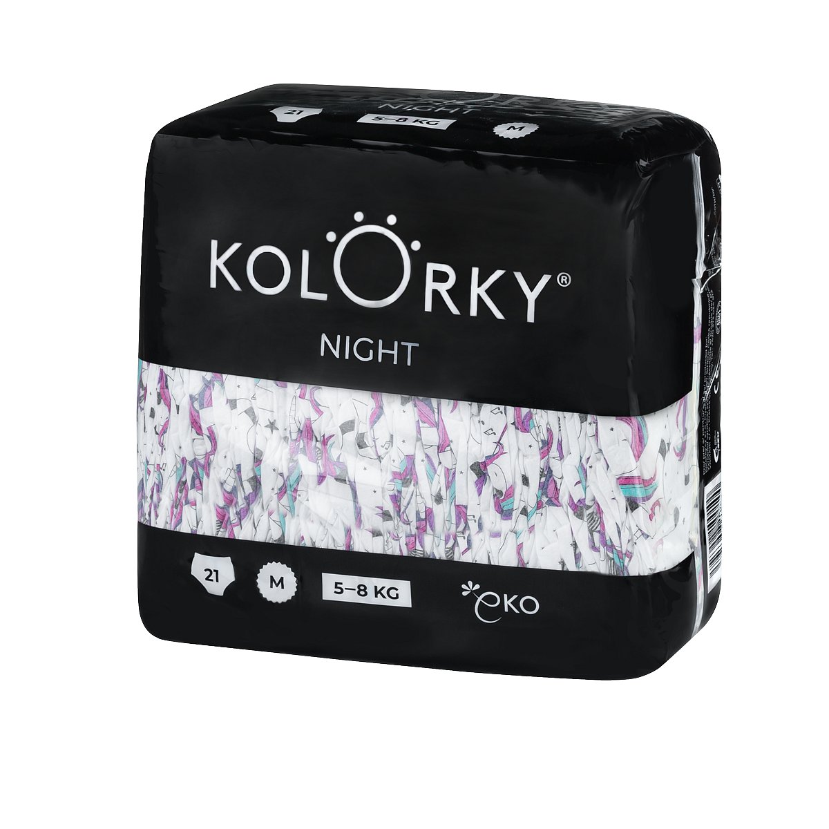 KOLORKY NIGHT - M (5-8 kg) - 21 ks - noční jednorázové eko plenky