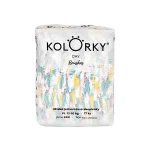 KOLORKY DAY - štětce - XL (12-16 kg) - 17 ks - jednorázové eko plenky