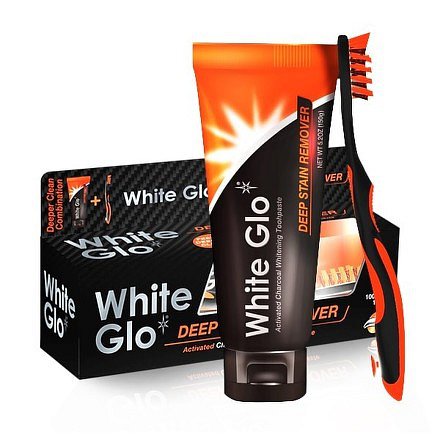 White Glo Profesionální bělící zubní pasta Charcoal 150g + kartáček a mezizubní kartáčky ZDARMA