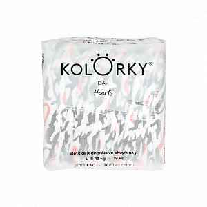 KOLORKY DAY - srdce - L (8-13 kg) - 19 ks - jednorázové eko plenky