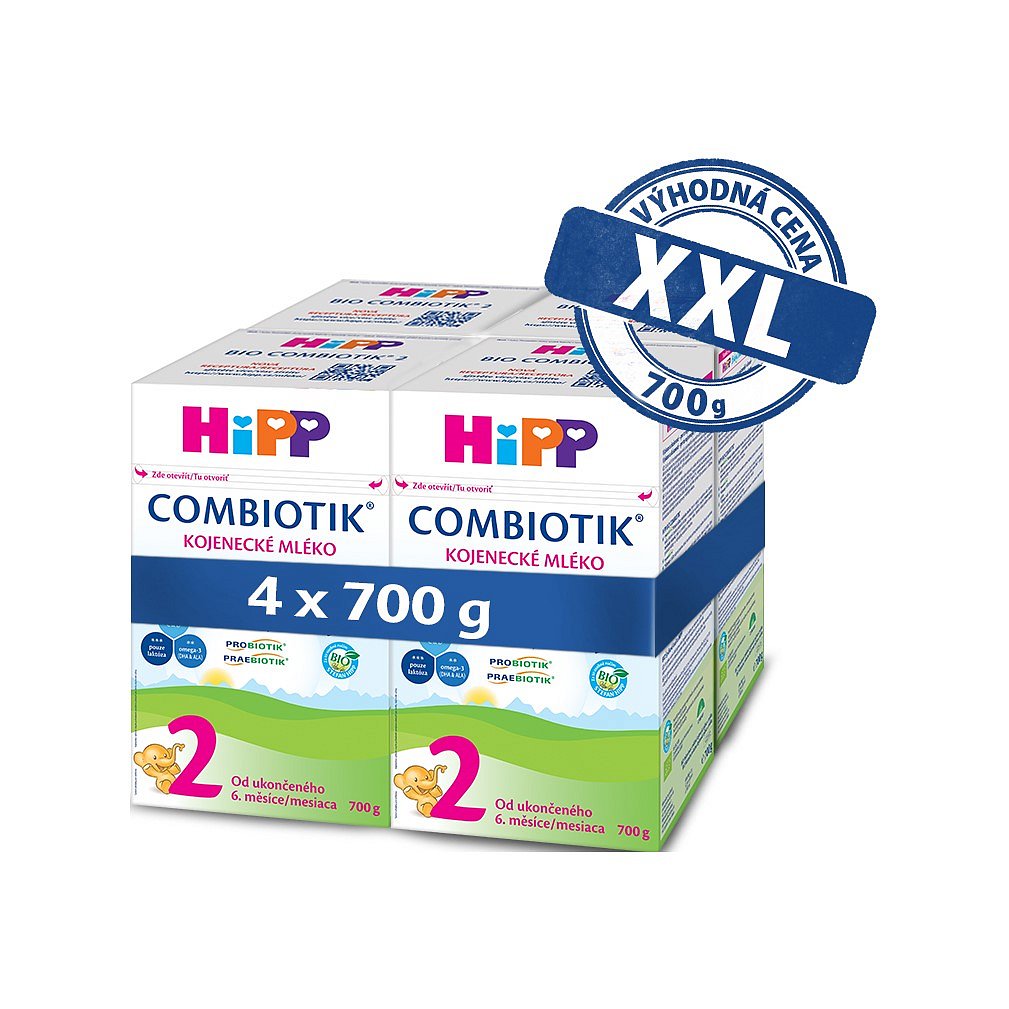 4x HiPP 2 BIO Combiotik - pokračovací mléčná kojenecká výživa, 700 g